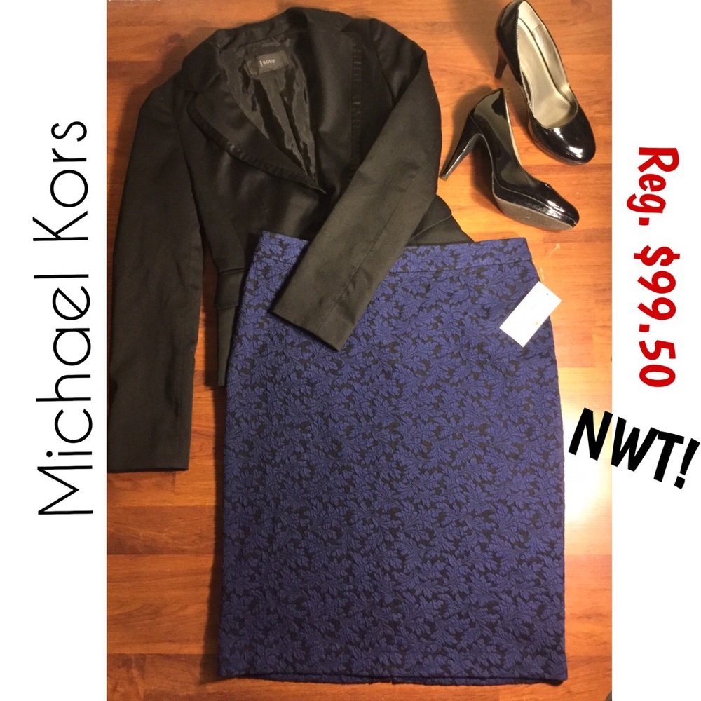 Michael Kors NWT Prussian Blue & Black Skirt sz M